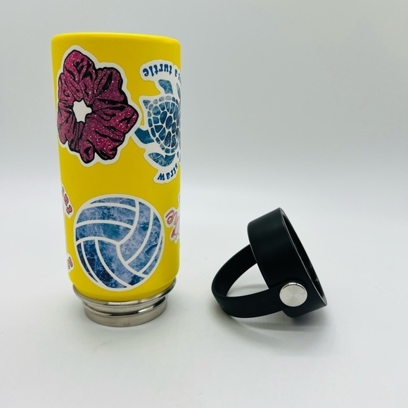 HYDRO FLASK 16 OUNCE WIDE MOUTH LEMON YELLOW WITH STICKERS WATER BOTTLE - Picture 9 of 10